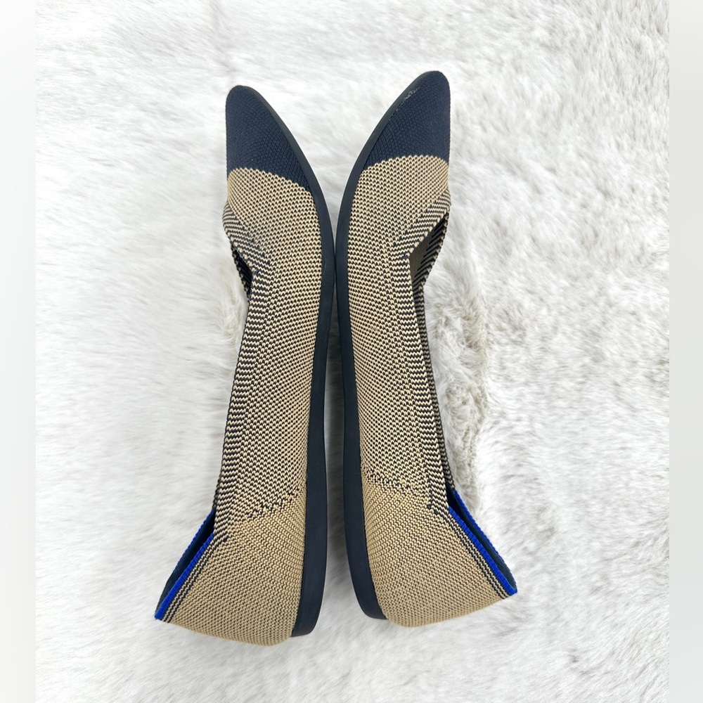 Retired Rothy's Dune Cap Toe The Point Flats Beige Blue Size 8.5 - Picture 8 of 12